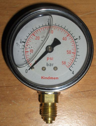 Pressure Manometer Kindmen 0 - 4 bar 58 psi Glycerin Vacuum Stainless Steel Case