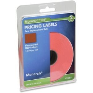 Paxar Easy-load Pricemarker Label - 5/8&#034; x 7/8&#034; Length - Rectangle - Red - Paper