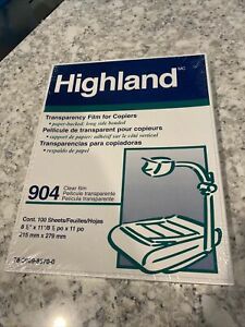 Highland 904 Clear Film Transparency For Copiers 100 Sheets NEW