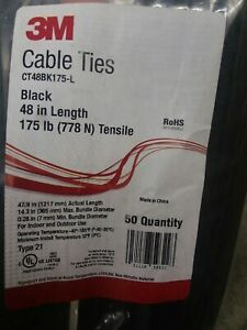CT48BK175-L - 48in Black 175 LB Cable Tie (53187) - (Pack of 50) 3M brand