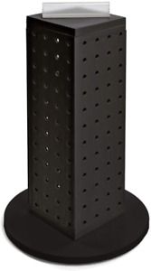 Azar 700220-BLK Pegboard 4-Sided Revolving Counter Display, Black Solid Color
