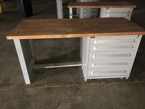 lyon 72”x30 3/8”x35” maple butcher block workbench and 5 Drawer cabinet