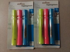 6  Highlighters 2 each Pink Blue Yellow