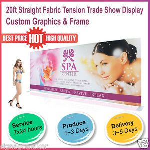 20ft Straight Booth Exhibit Show Fabric Tension Display Wall with Custom Graphic