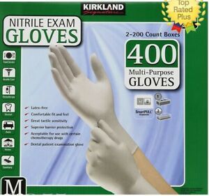 KIRKLAND Multipurpose Nitrile Exam GLOVES Powder Latex free MEDIUM 400 PCS