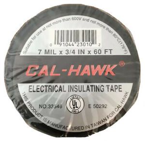 Cal - Hawk Electrical Insulating Tape Lot Of 2 ea 7 Mil x 3/4 IN 60 FT Brand New