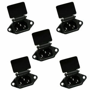 5x IEC320 C14 3 Pin Screw Mount Male Power Socket Cover 250V For Boat AC-04C  UA