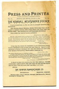 1892 - PRESS AND PRINTER: A JOURNAL FOR PRINTERS AND NEWSPAPER PUBLISHING