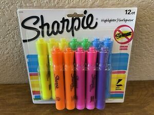 Sharpie 25145 Tank Highlighters, Chisel Tip, Assorted Fluorescent, 12-Count