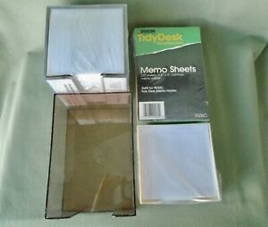 Lot 4 Memo Note Pads Holders Cube Sheets 9006C Dixon TidyDesk Smoke White Clear