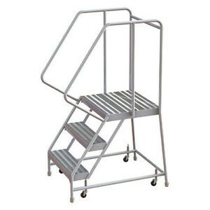 TRI-ARC WLAR103244-D4 62 in H Aluminum Rolling Ladder, 3 Steps, 350 lb Load