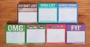NEW: Lot of 7 Packs of Sticky Notes by Knock Knock - Christmas, Family, Office +