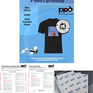 PPD Inkjet PREMIUM Iron-On Dark T Shirt Transfers Paper LTR 8.5x11&#034; pack of 1...