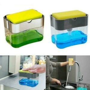 2 in 1 Soap Dispenser Pump Sponge Holder Kitchen Dishwashing L6C0 Liquid X1W4