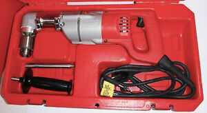 MILWAUKEE # 3107-6 D-Handle 7 Amp 1/2&#034; Corded Heavy Right-Angle Drill Kit NICE!!