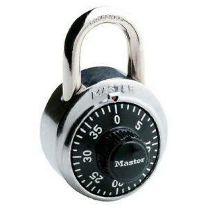 Master Lock Padlock, Standard Dial Combination Lock, 1-7/8 in. Wide Black 1500D