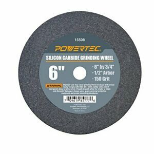 POWERTEC 15508 1/2&#034; Arbor 150-Grit Silicon Carbide Grinding Wheel 6&#034; x 3/4&#034;