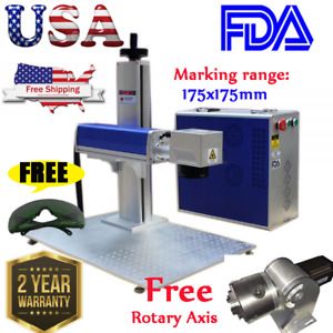 30W Raycus Laser Fiber Laser Marking Machine Metal Engraver with Rotary Axis