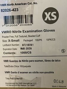 VWR Nitrile Exam Gloves, XS, 1000 Pcs