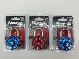 3Pck Master Lock Padlock 1530DCM Combination Dial Lock, 1-7/8in (48mm) Wide