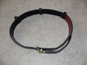 JayPee 54&#034; Black Leather Duty Belt Size 46&#034; to 54&#034; Basketweave with Brass Buckle