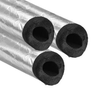 Pipe Insulation, 0.79&#034; Thick, Rubber Foam, Adhesive Flap, for 1.89&#034; Pipe 3Pcs