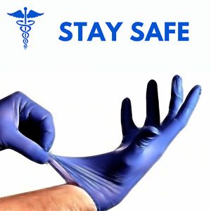 Blue Nitrile Examination Gloves  Powder Free Latex , Latex Free (,XS,S, M, L)