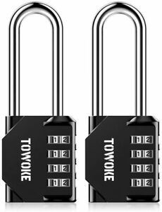 Combination Lock, TOWOKE 2 Pack 2.5 Inch Combo Locks, 4 Digit Long Shackle Water