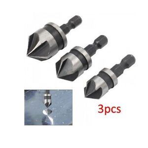 3pcs Hex Countersink Boring Set for Wood Metal Quick Change Drill Bit Tools P3