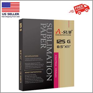 Sublimation Paper Inkjet Printer 8.5x11 Inch 110 Sheets Ink 125g 80 Lumen Coated