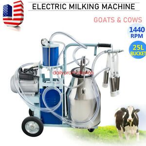 Electric Milking Machine Milker for Farm Cows Bucket 25L Stainless Steel 110V CE