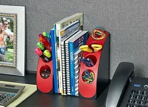 AdirOffice Smart Black Quarter Bookend Desk Organizer (4 Pack)