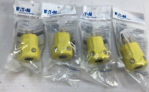 Eaton 3 Wire 15 Amp Heavy-Duty Quick Grip Plug Yellow AH5965Y-F-LW 4 Pack