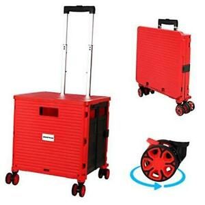 Rolling Cart with Wheels Folding Portable Plastic Crate Foldable Elite Cart