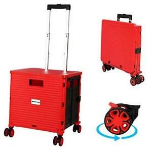Rolling Cart with Wheels Folding Portable Plastic Crate Foldable Elite Cart