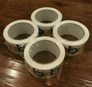 4 Rolls 2&#034; x 75 yards Multi Color Official eBay Branded Packaging Carton Tape