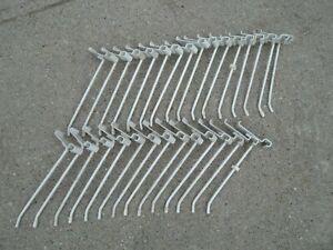 White Gridwall Hooks 8 inch  Enamel Finish 30 Pieces - USED