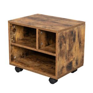 Three Grids With Four Wheels MDF With PVC Wooden Filing Cabinet Antique Wood