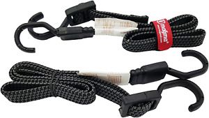 MAGMA 2 Flat Bungee Cords Elastic Straps with Hooks | Heavy Duty Cord for Luggag