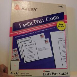 Avery 5389 Laser Post cards White Sheets  4&#034; x 6&#034;