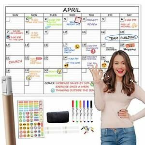 Large Dry Erase Wall Calendar - 24&#034;x 36&#034; Undated Monthly Planner for Home,