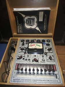 EMC 206 1959 Mutual Conductance Tube Tester Manual Adapter Extra Roll Chart