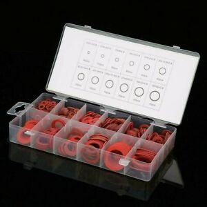 600pcs 12Sizes Red Steel Paper Fiber Flat Washer Kit Insulation Washer Assorted