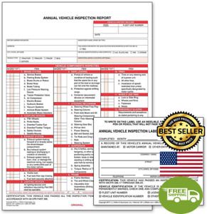Annual Vehicle Inspection Report (Shrinkwrapped Snap-Out Format, 3-Ply Carbonles