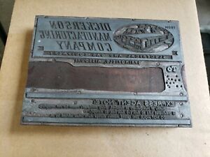 Vintage Printing Letterpress Block Dickerson Manufacturing Company Advertising