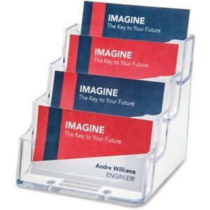 Deflecto Business Card Holder - Acrylic - 1 Each - Clear 70841  - 1 Each