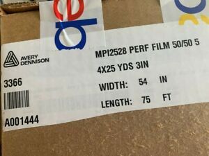 Model 3366 Avery HP MPI 2528 Perforated 50/50 Window Film 54 in x 25 yds new