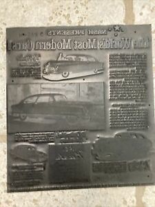 Vintage 1951 Newspaper Printing Plate Nash Cars Advertisement