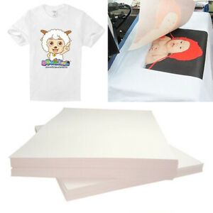20pcs Iron On T-shirt Light Fabric A4 Heat Transfer Paper for Inkjet Printer USA