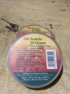 Genuine Scotch 3M Professional Grade 3/4&#034; x 66&#039; Green Vinyl Electrical Tape NEW